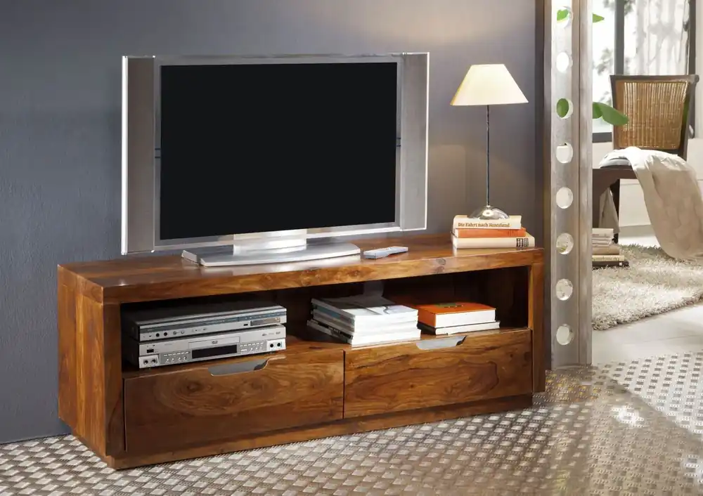 TV-Board Sheesham 140x45x50 walnuss lackiert DUKE #122 Aktuell