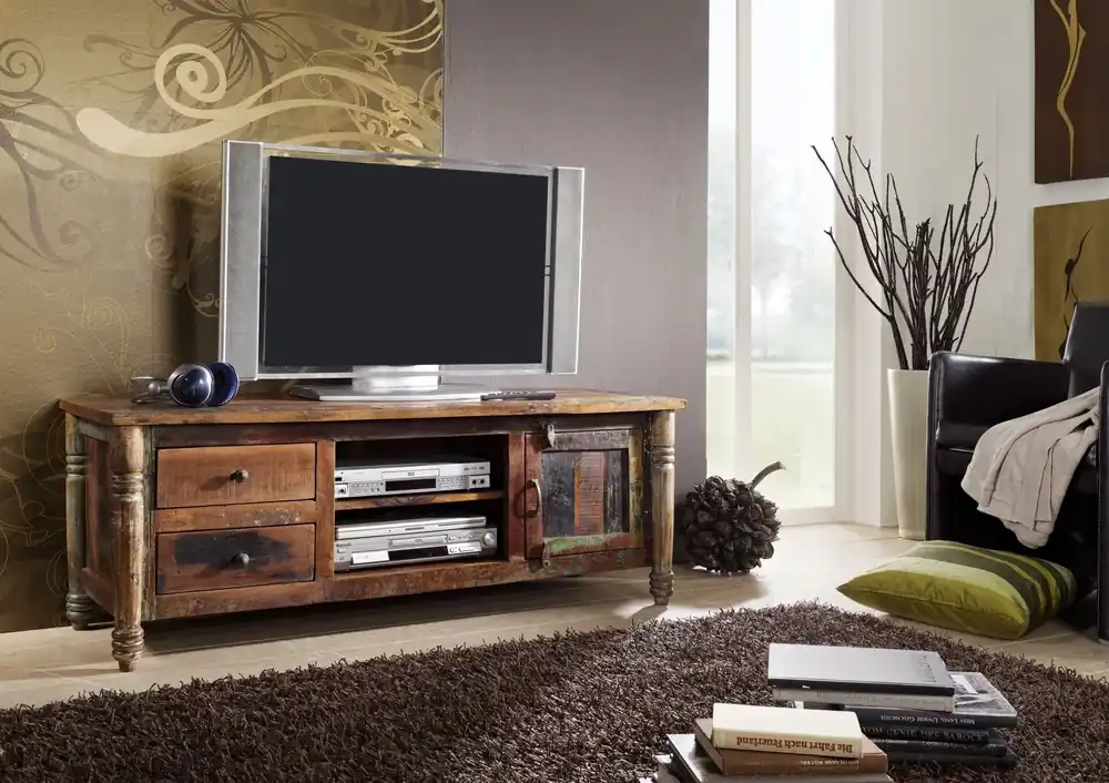 TV-Board Altholz 145x50x55 mehrfarbig lackiert FABLE #10 Schneller Versand