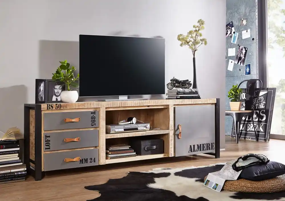 Letzte Chance TV-Board Mango 200x45x66 natur bedruckt FACTORY #133