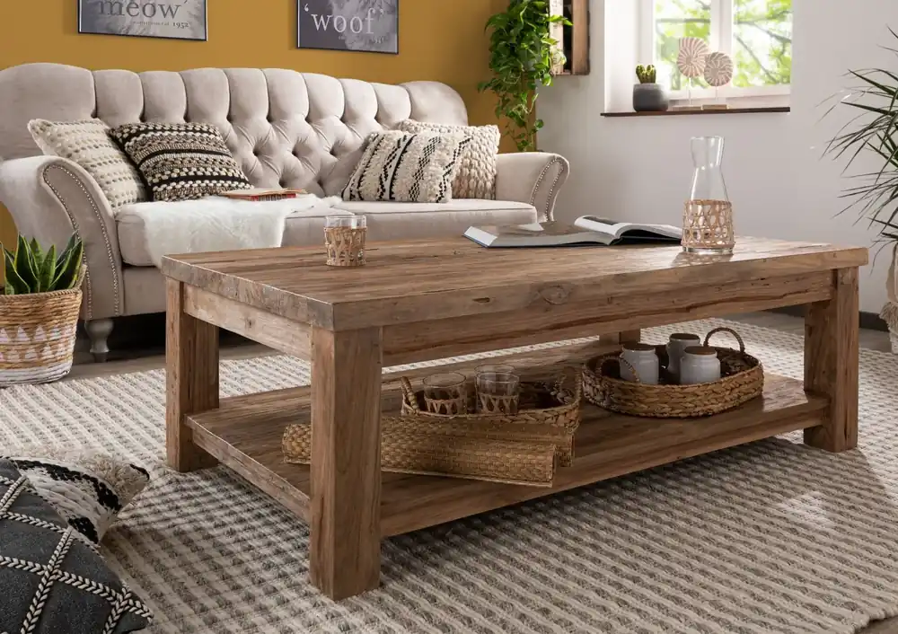 Letzte Chance Couchtisch Teak 130x75x45 natur unbehandelt BASSANO #139