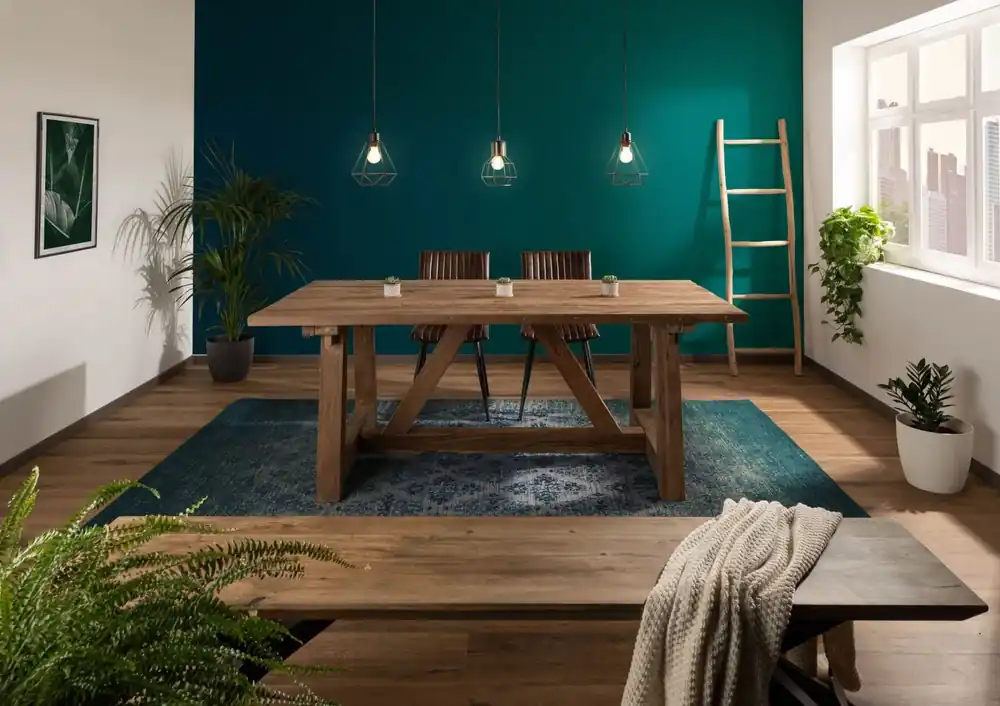 Geprüft Esstisch Teak 270x100x78 natur unbehandelt BASSANO #147