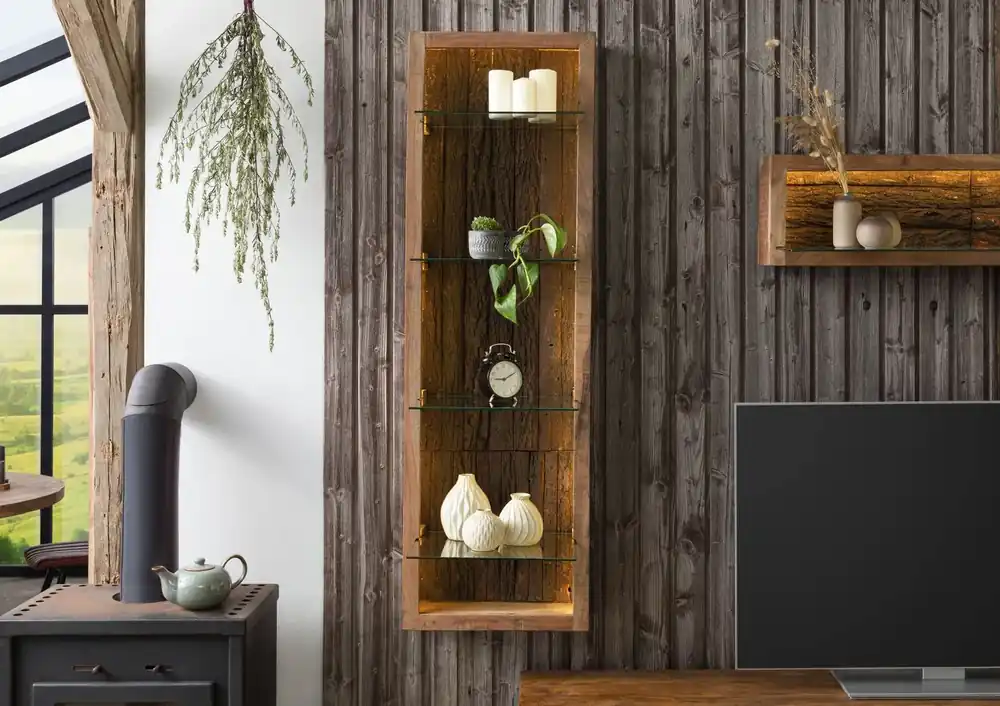 Jetzt Bestellen Hängevitrine Akazie 45x30x145 natur lackiert BARK #104