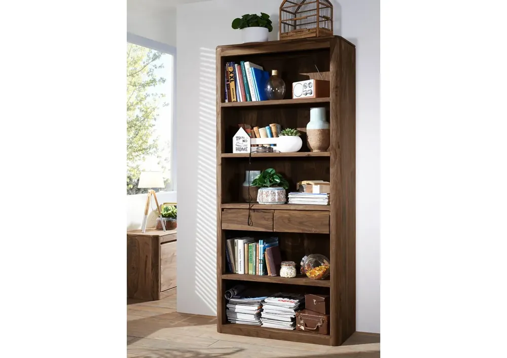 Regal Sheesham 88x40x205 rot-braun gebeizt TORONTO #118 Must-Have