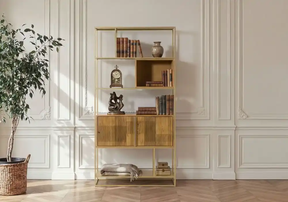 Geprüft Bücherregal Mango 100x35x197 hellbraun geölt MIAMI #119