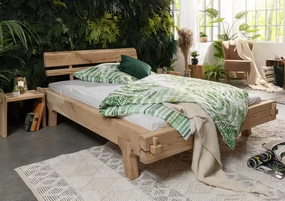 Balkenbett Eiche 140x200 natur geölt OAK HEART #01 Angebot
