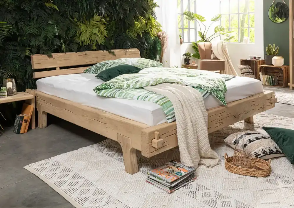 Balkenbett Eiche 180x200 natur geölt OAK HEART #03 Mega-Angebot
