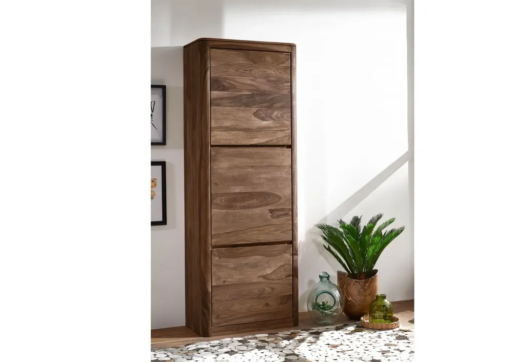 Dielenschrank Sheesham 70x37x200 rot-braun gebeizt TORONTO #136 Knallerangebot