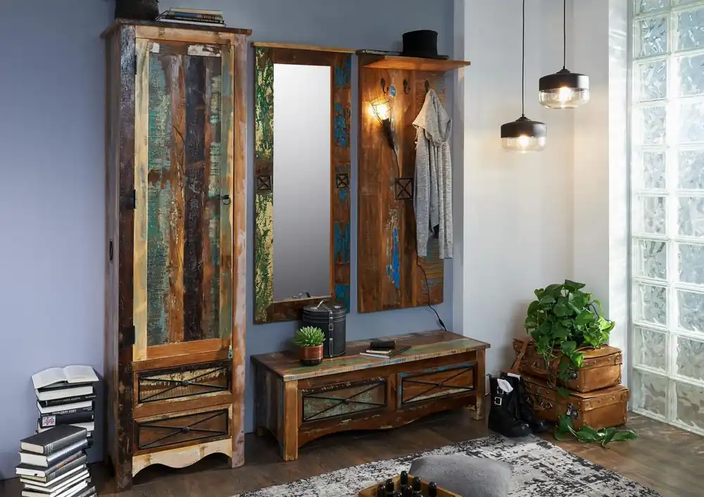 Angebot Garderobe komplett NATURE OF SPIRIT #9002 Vintage mehrfarbig Indisches Altholz lackiert