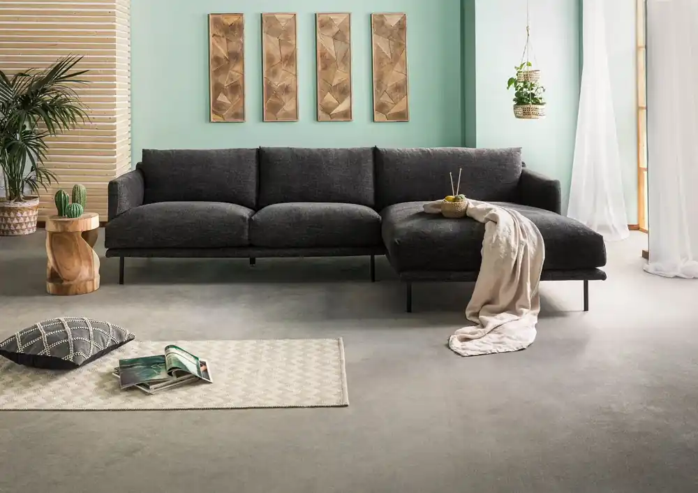 Ecksofa 285x161x81 Silikon-Feder Mix schwarz TRIENT Sonderaktion