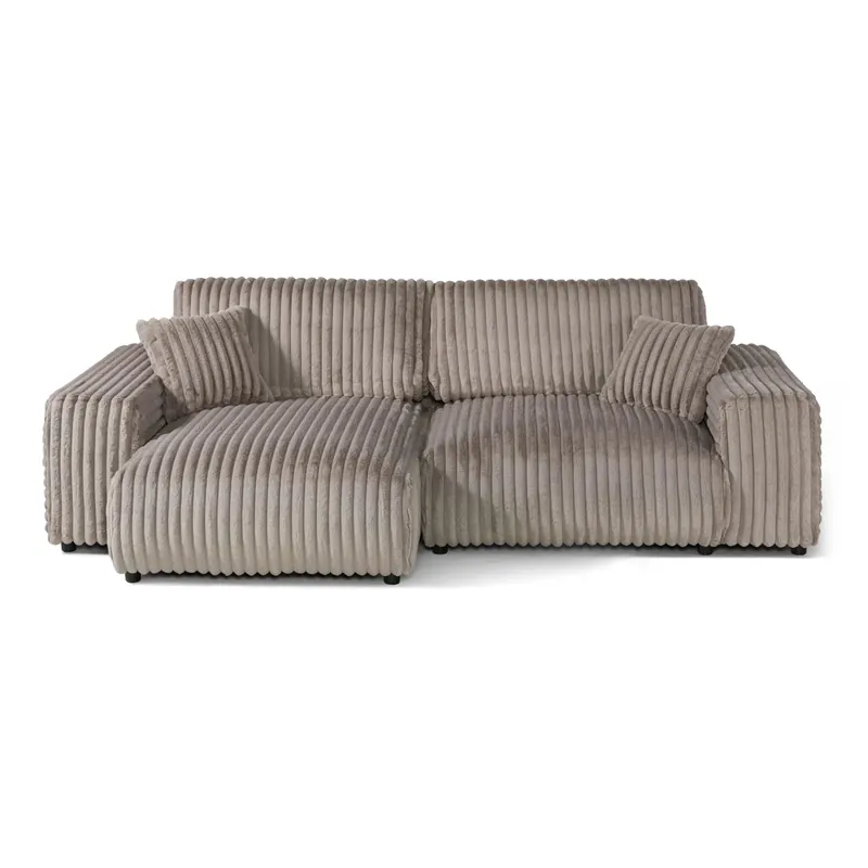Direktkauf Ecksofa Cord Velours 237x144x79 grau PAULINA