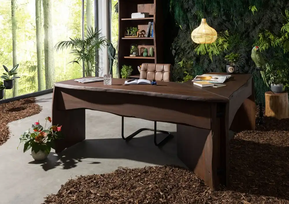 Eckschreibtisch Akazie 185x163x76 braun lackiert PURE ACACIA #849 Wochenendangebot