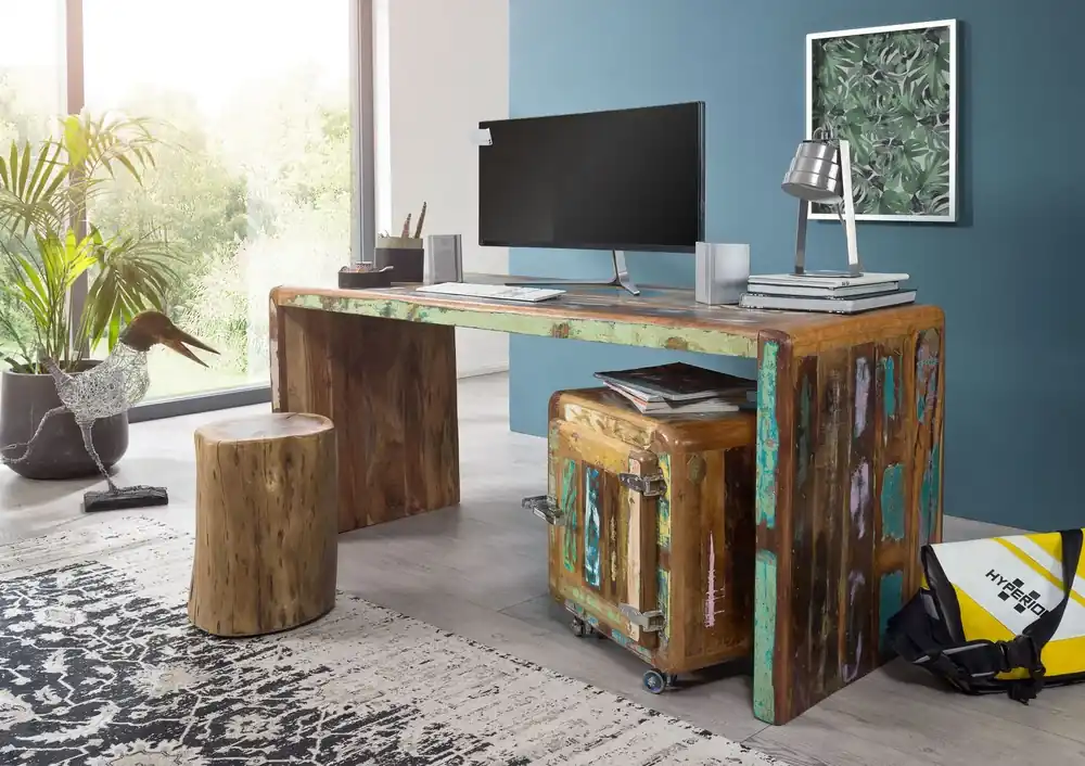 Schreibtisch Altholz 170x65x76 mehrfarbig lackiert FREEZY #40 Schnäppchen