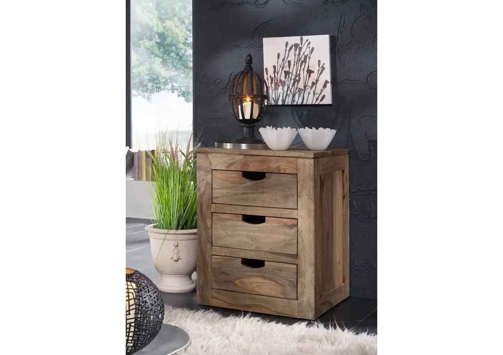 Rollcontainer Sheesham 45x40x60 grau geölt NATURE GREY #714 Schnäppchen