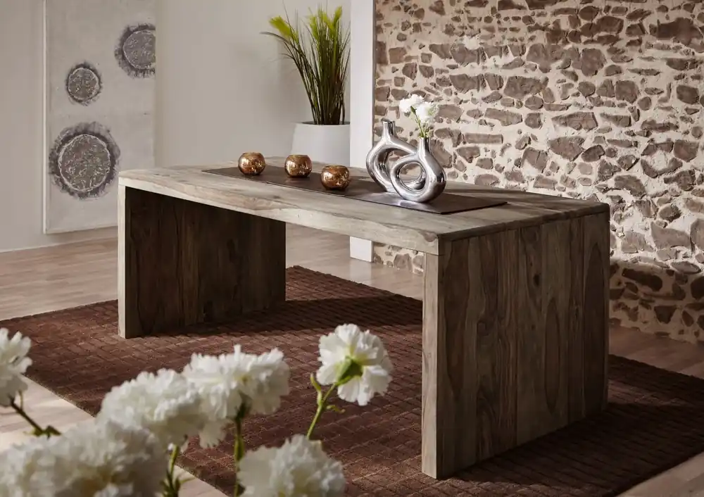 Schreibtisch Sheesham 200x90x77 grau geölt NATURE GREY #712 Bestseller