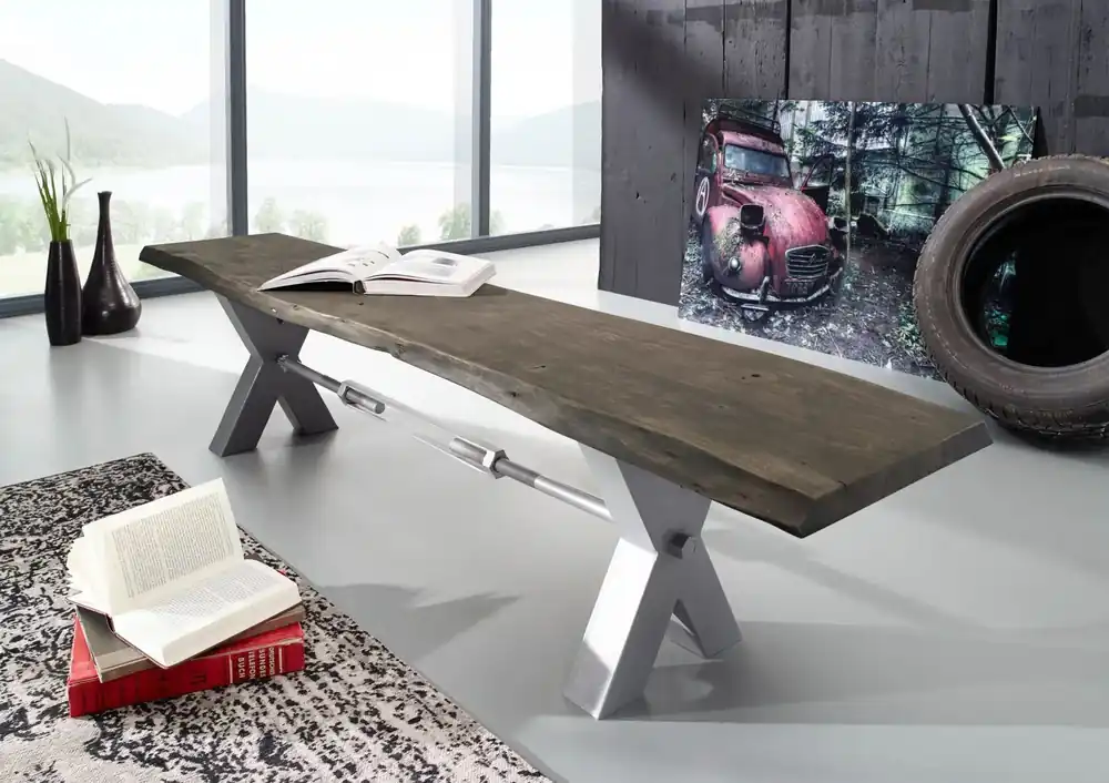Bestseller Bank Akazie 180x38x46 grau lackiert IRON LABEL #141