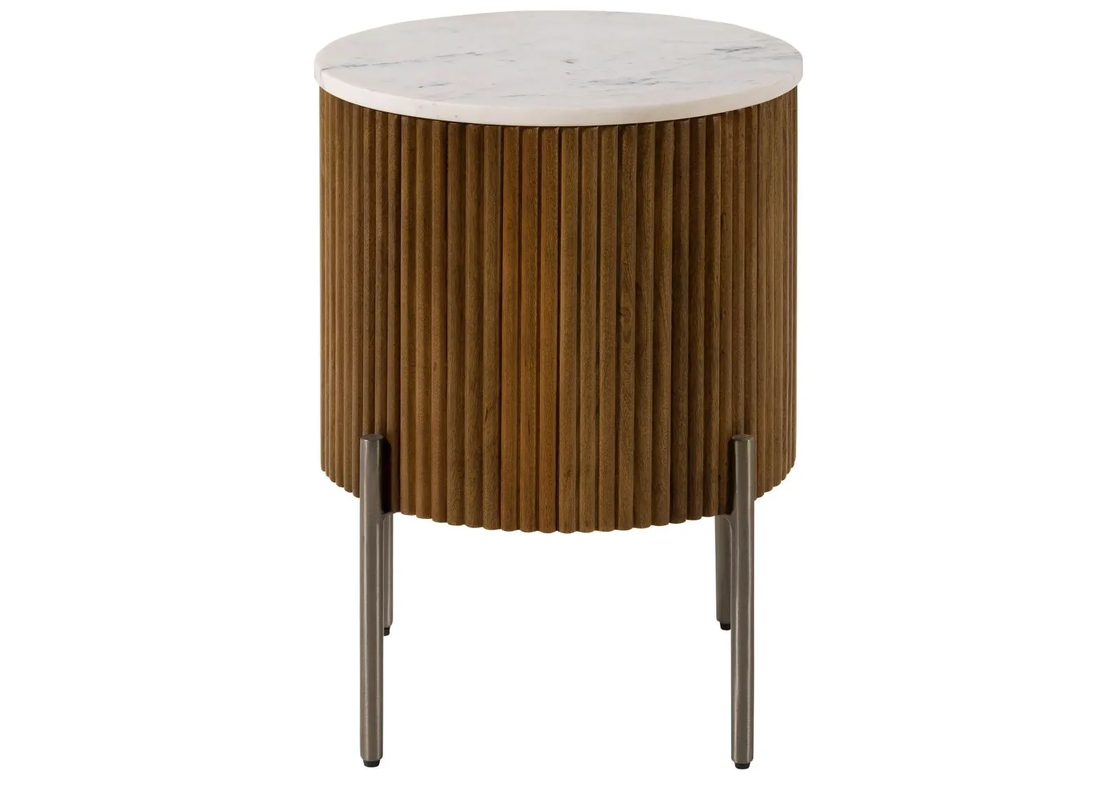 Sichere Zahlung Beistelltisch rund Mango 40x40x52 braun lackiert / Marmor weiß BARCELONA #230
