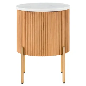 Solange Der Vorrat Reicht Beistelltisch rund Mango 40x40x52 natur lackiert / Marmor weiß BARCELONA #530