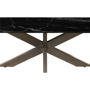 Knallerangebot Couchtisch 120x60x45 Marmor schwarz / Kreuzgestell Eisen Antik Grau BARCELONA #404