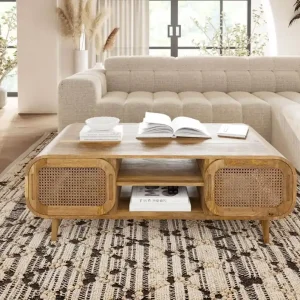 Schnäppchen Couchtisch Mango 120x60x45 natur lackiert VALENCIA #101
