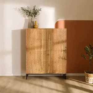 Highboard Akazie 115x40x145 natur lackiert MARRAKESCH #100 Schneller Versand