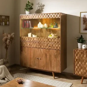 Nur Für Kurze Zeit Highboard Akazie 120x42x160 Akazie natur lackiert MOSAYK #115