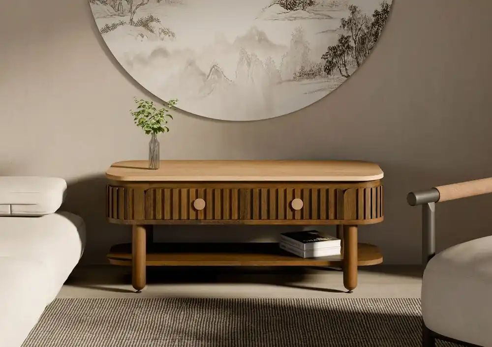 Couchtisch Mango 120x50x45 braun geölt KYOTO #117 Neue Ware