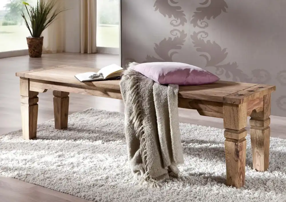 Bank Sheesham 140x40x45 grau geölt LEEDS #54 Jetzt Kaufen
