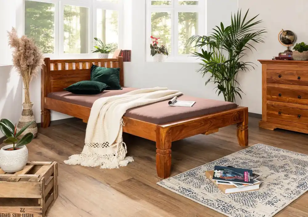 Bett Akazie 120x200x90 honig lackiert OXFORD #220 Knallerangebot