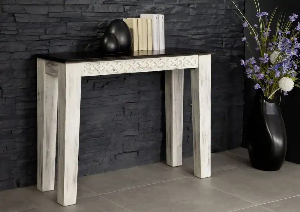 Konsolentisch Mango / Akazie 110x40x76 weiß gewachst CASTLE-ANTIK #241 Sale