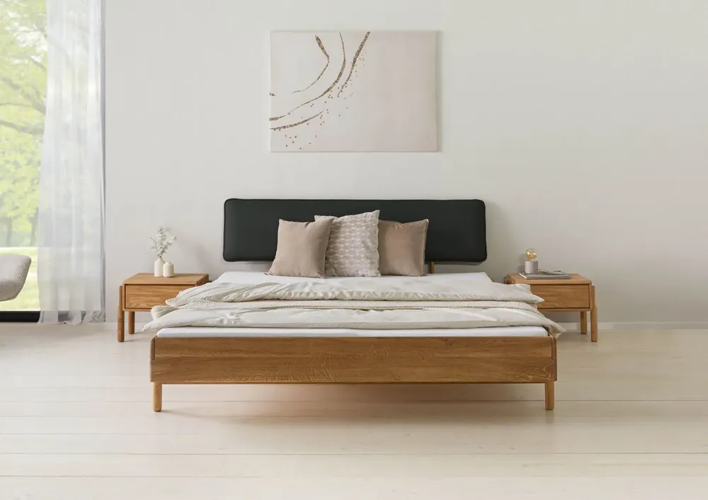 Preis Gesenkt Bett Eiche 180x200x94 natur geölt, Kopfteil anthrazit KIEL #03
