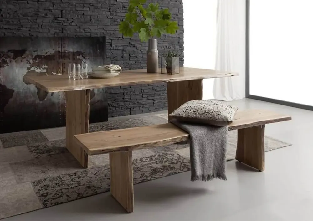 Preis Gesenkt Baumbank Akazie 160x38x45 natur lackiert PURE ACACIA #117