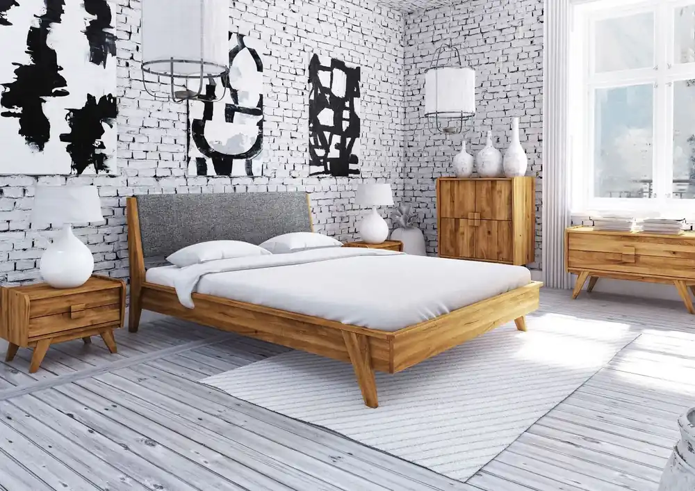 Bett Wildeiche 160x200 grau natur geölt ORIGINAL RETRO #25 Highlight