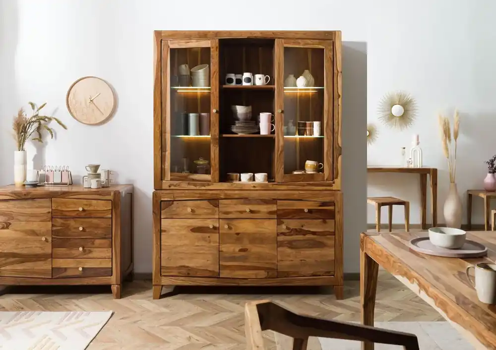 Aktuell Buffet Sheesham 140x45x200 braun lackiert ANCONA #145