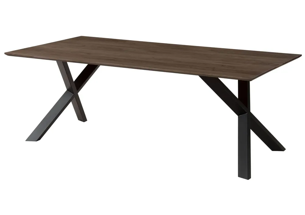 Bestpreis Esstisch Akazie 200x100x75 grau lackiert / ausgestellte X-Beine anthrazit matt SWISS EDGE