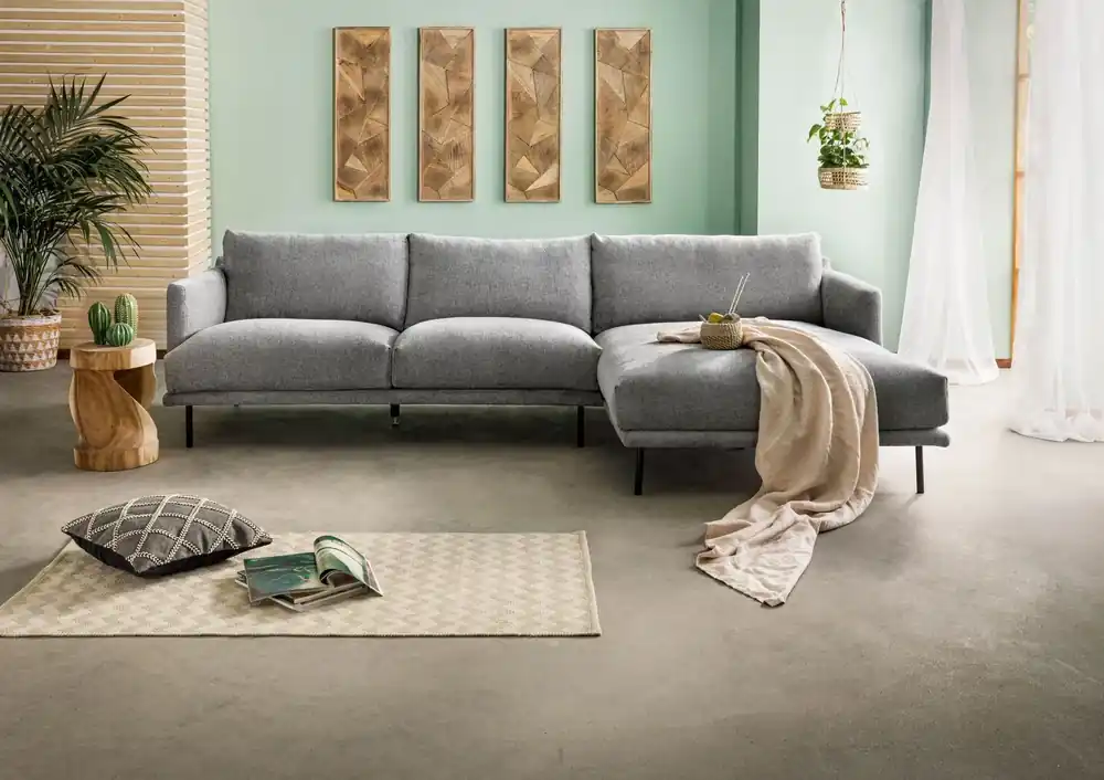 Ecksofa 285x161x81 Silikon-Feder Mix grau TRIENT Saisonangebot