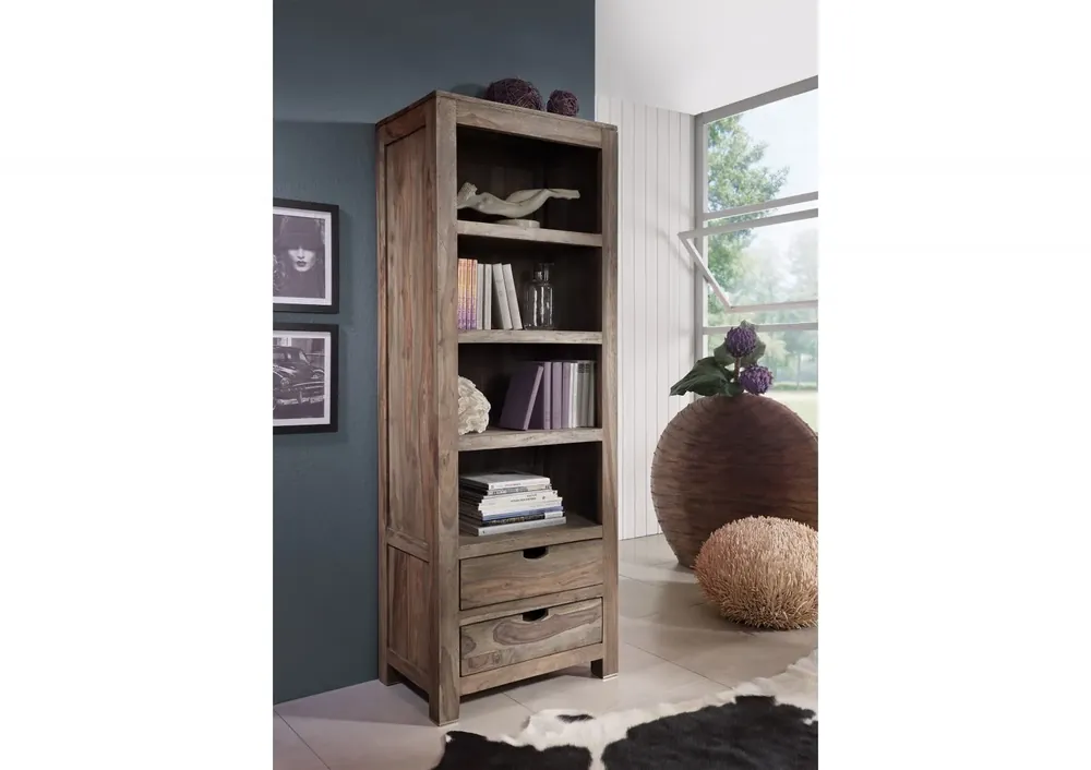 Regal Sheesham 65x42x180 grau geölt NATURE GREY #50 Bestpreis