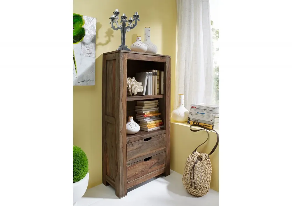 Regal Sheesham 60x30x120 grau geölt NATURE GREY #57 Must-Have