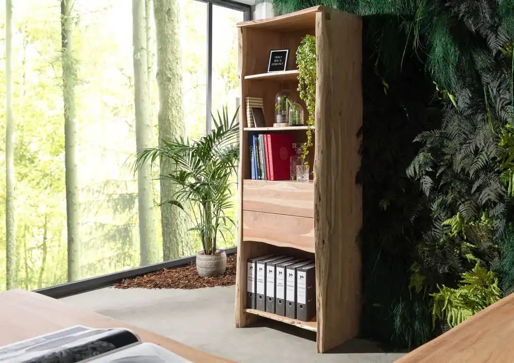 Regal Akazie 71x45x204 natur lackiert PURE ACACIA #111 Highlight