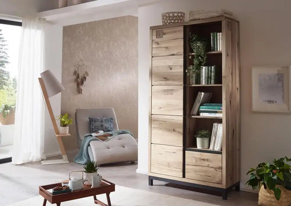 Bücherregal Wildeiche 100x40x200 bianco geölt VILLANDERS #239 Top-Seller