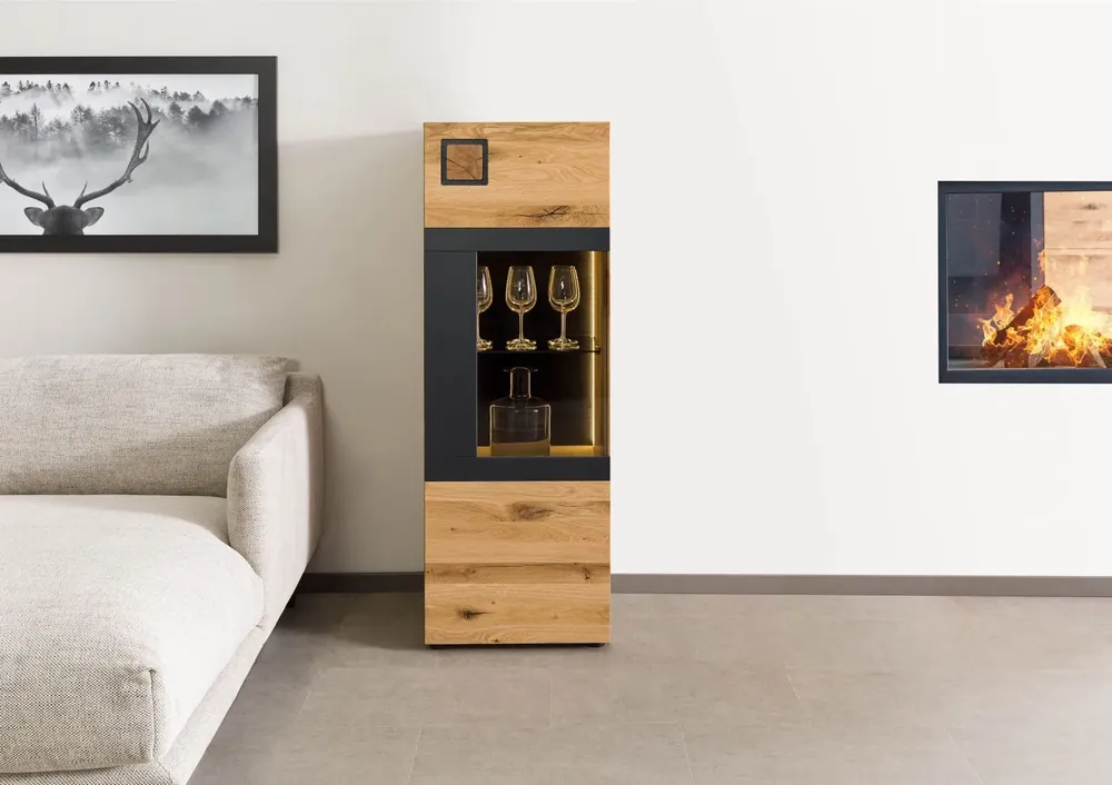Highboard Wildeiche 50x43,5x143 natur geölt/lackiert KITZBÜHEL #105 Finale Aktion