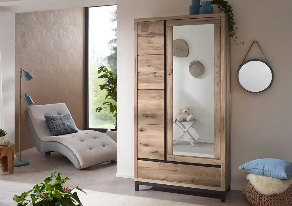 Garderobe Wildeiche 103x40x205 bianco geölt VILLANDERS #230 Neu