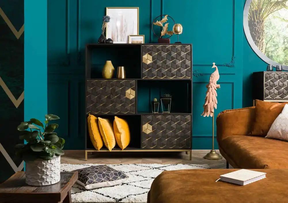 Regal Mango 130x40x142,5 grau geölt DIAMOND #119 Neue Kollektion