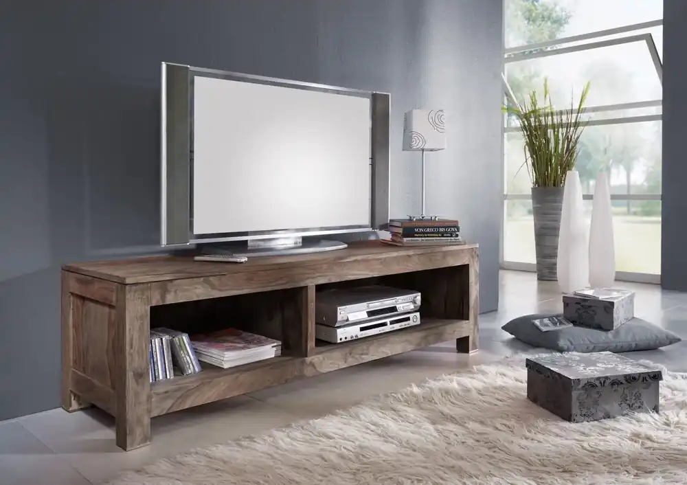 Sonderangebot TV-Board Sheesham 148x45x45 grau geölt NATURE GREY #0123