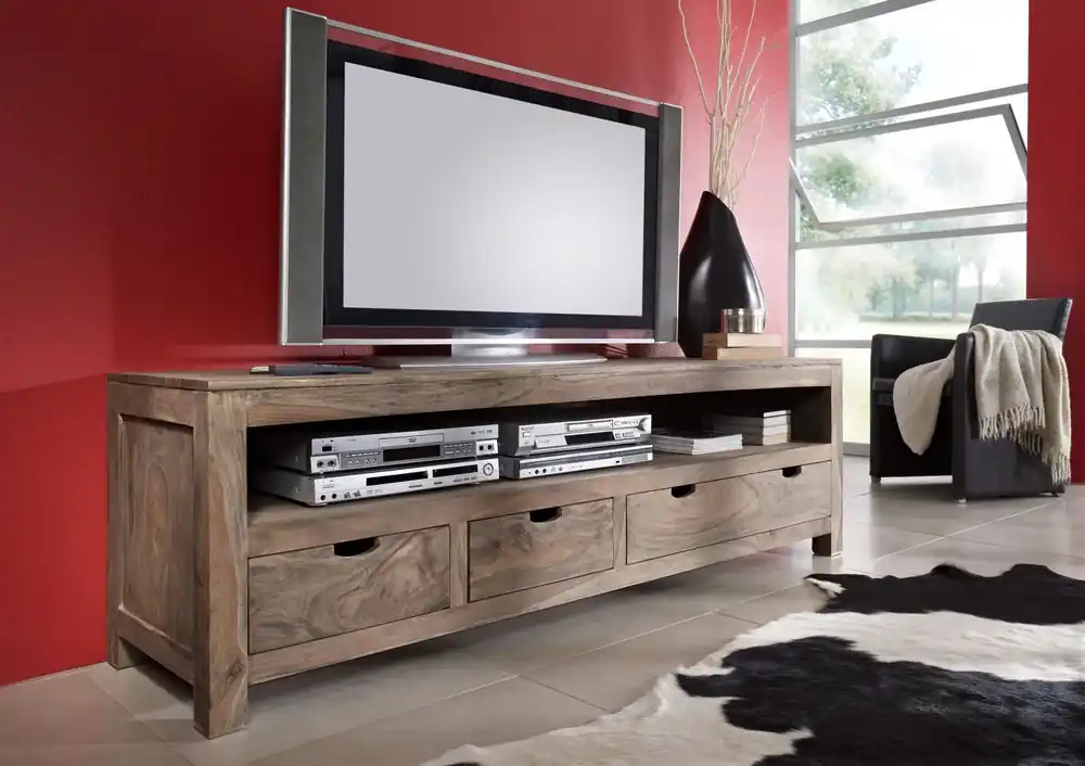 TV-Board Sheesham 190x50x60 grau geölt NATURE GREY #44 Top-Angebot