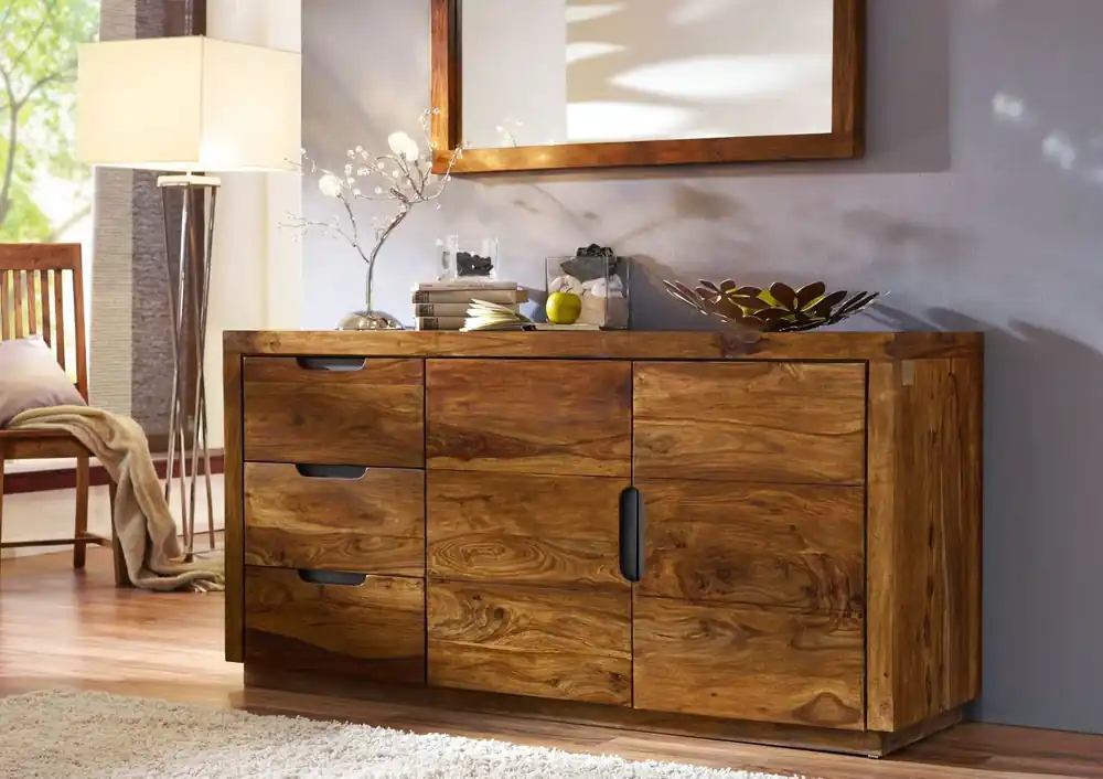 Neu Im Sortiment Sideboard Sheesham 150x45x75 walnuss lackiert DUKE #126