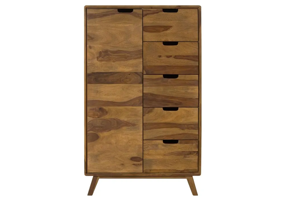 Highboard Sheesham 90x40x145 natur sandgestrahlt lackiert MALMÖ 2 #209 Top-Seller
