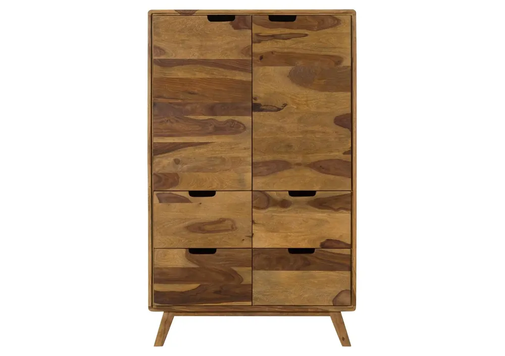 Highboard Sheesham 90x40x145 natur sandgestrahlt lackiert MALMÖ 2 #210 Bestseller