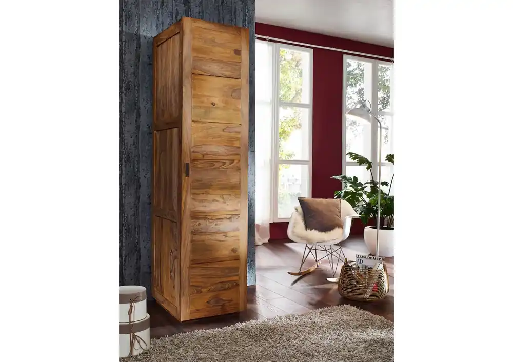 Kleiderschrank Sheesham 48x61x200 braun geölt NATURE BROWN #502 Neuheit