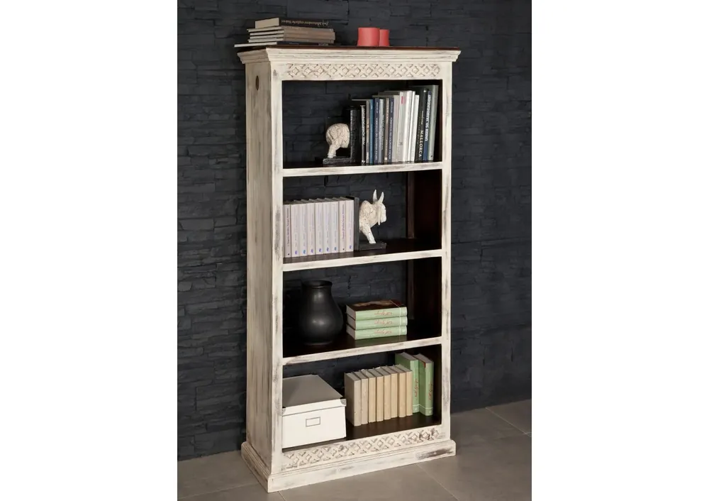 Neuheit Regal Mango / Akazie 85x40x175 weiß gewachst CASTLE-ANTIK #223