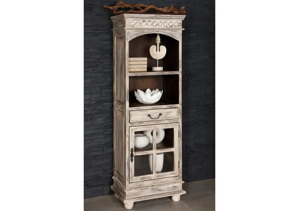 Regal Mango / Akazie 60x40x180 weiß gewachst CASTLE-ANTIK #51 Preiswert